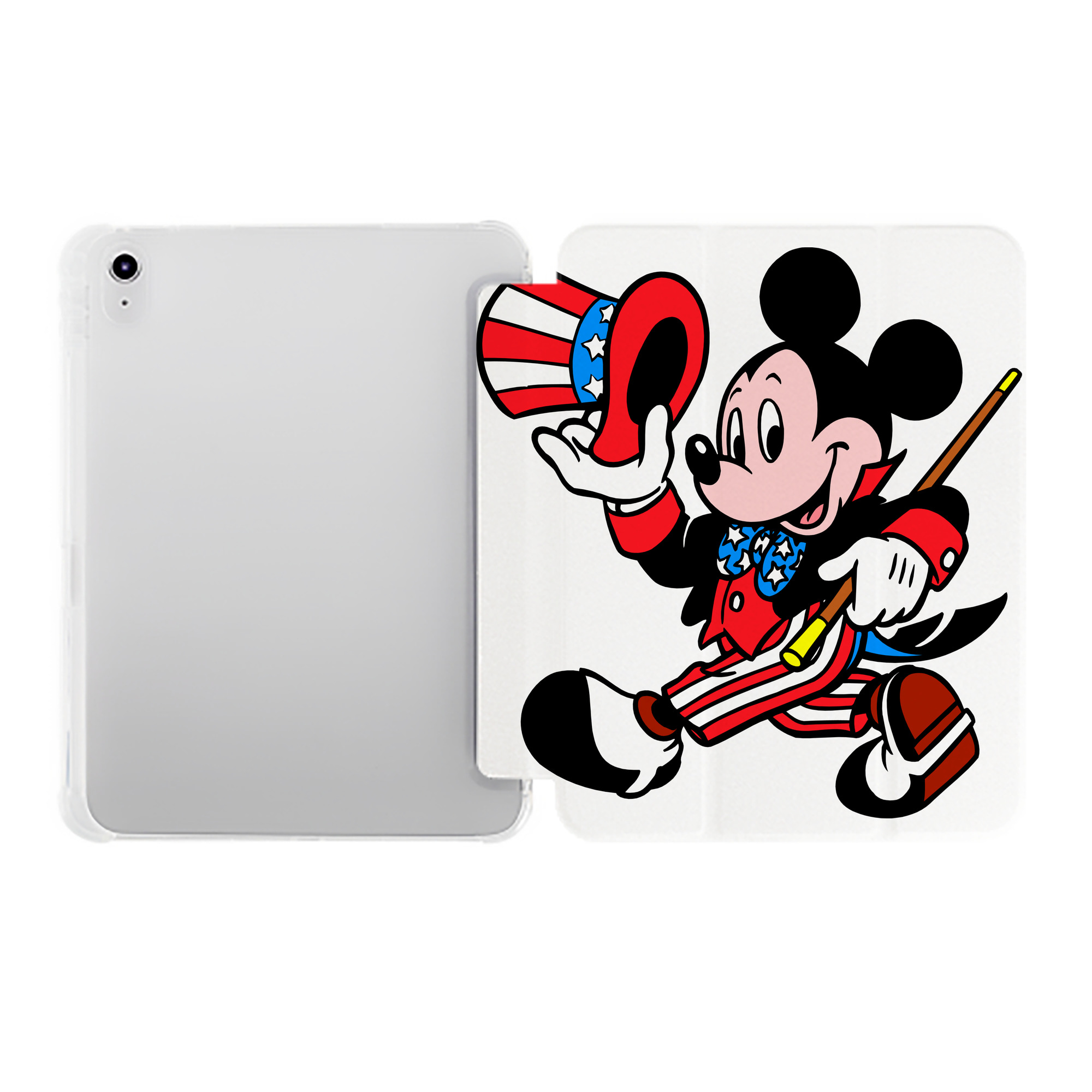 （画像用） ミッキーマウス Mickey Mouse IPad ケース ペン収納付き 三つ折りスタンド PUレザー×シリコン 対応機種9.5/10.5/10.9インチ